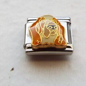 Enamel Basset Hound dog face 9mm stainless steel italian charm bracelet link new